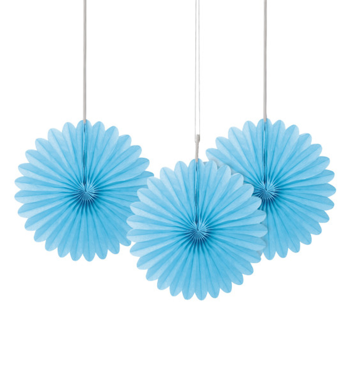 Powder Blue Solid 6" Tissue Paper Fans, 3ct