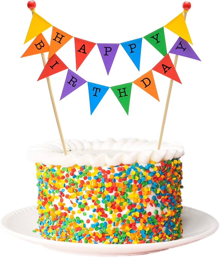 Rainbow Birthday Cake Bunting Topper
