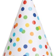 Rainbow Polka Dot Party Hats, Pack of 8