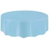 Round Powder Blue Plastic Tablecloth, 7ft