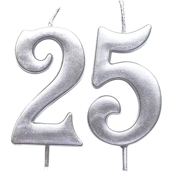 Silver Number 25 Anniversary Candle - Party Buz