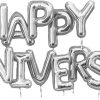 Silver Script Happy Anniversary Banner, Set of 2