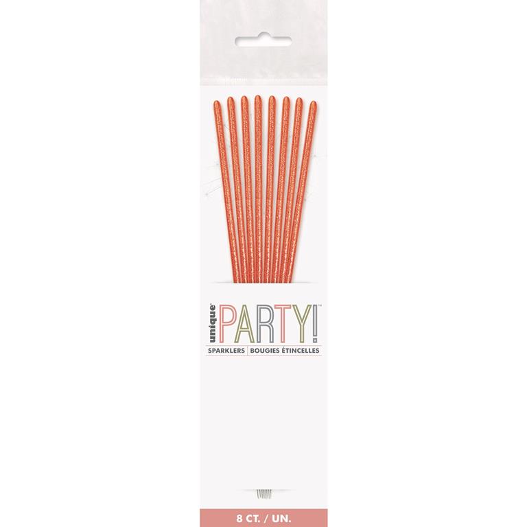 Glitz Rose Gold Sparkler Candles, Pack of 8