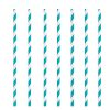 Teal Striped Paper Straws, Pack of 10