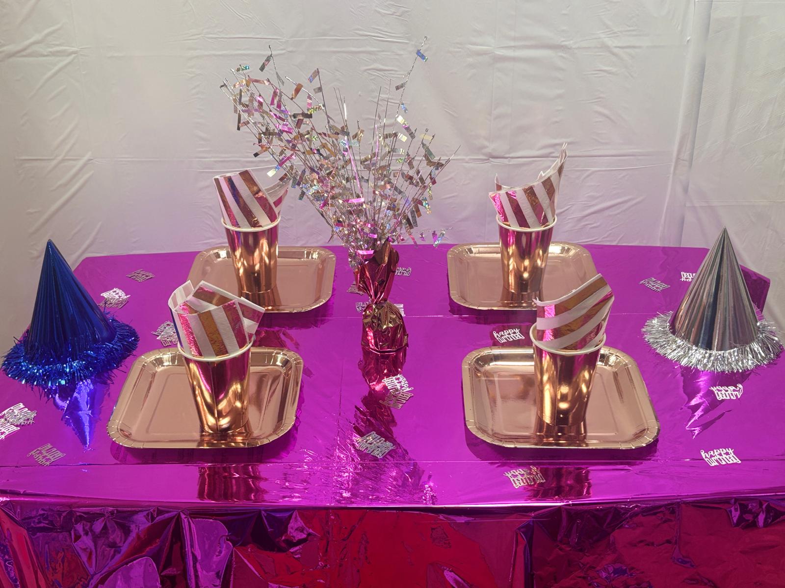 Foil Hot Pink Plastic Tablecloth, 9ft x 4.5ft - Image 4