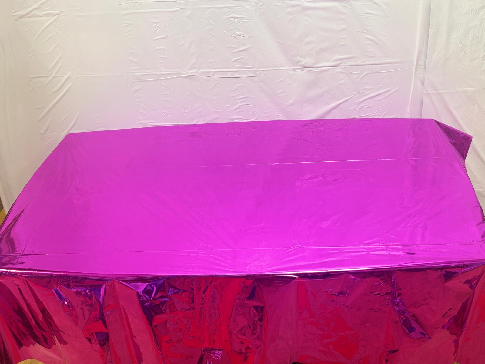 Foil Hot Pink Plastic Tablecloth, 9ft x 4.5ft - Image 5