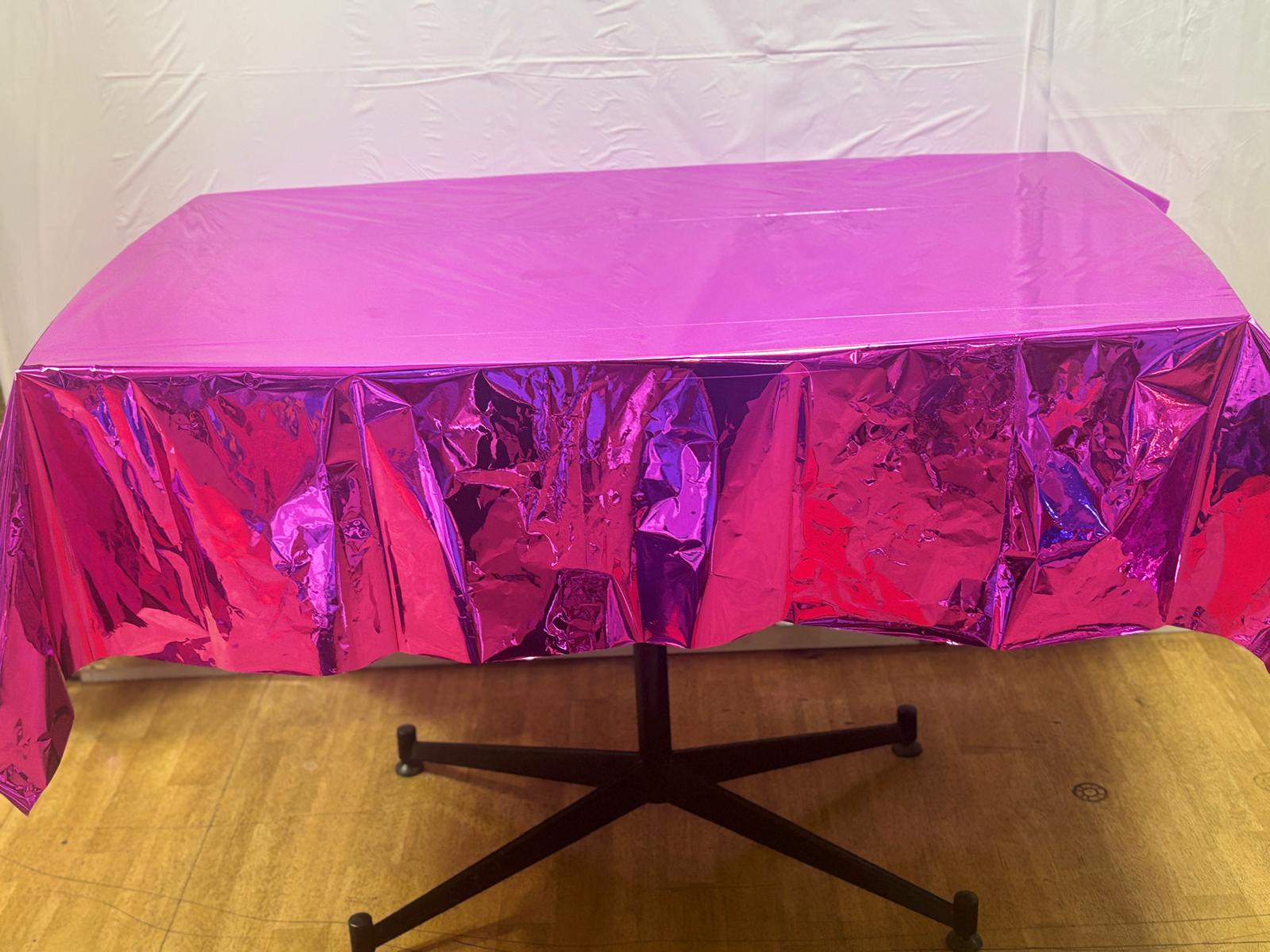 Foil Hot Pink Plastic Tablecloth, 9ft x 4.5ft - Image 6