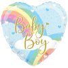 Baby Boy Pastel Rainbow Heart Shape Holographic Foil Helium Balloon 46cm / 18 in