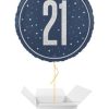18" Foil Glitz Blue & Silver 21st Birthday Balloon