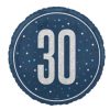 Foil Glitz Blue & Silver 30th Birthday Balloon