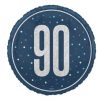 18" Foil Glitz Blue & Silver 90th Birthday Balloon