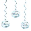 Hanging Blue Bunting Christening Decorations, Pack of 3