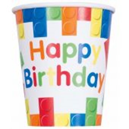 Happy Birthday Building Blocks Compostable Paper Cups