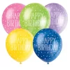 9" Latex Assorted Happy Birthday Balloons, Pack of 10