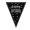 9ft Glitz Black & Silver Happy Birthday Bunting Banner