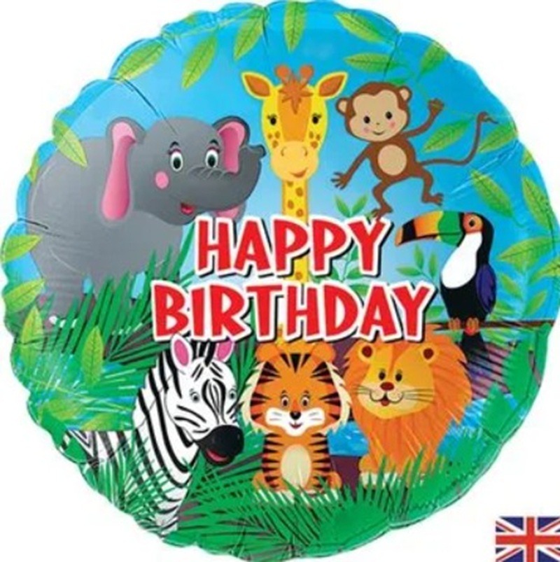 9 inch Happy Birthday Jungle Foil Balloon