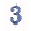 Metallic Blue Number 3 Birthday Candle