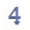 Metallic Blue Number 4 Birthday Candle