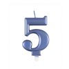 Metallic Blue Number 5 Birthday Candle