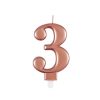 Metallic Rose Gold Number 3 Birthday Candle