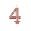 Metallic Rose Gold Number 4 Birthday Candle