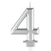 Birthday Candle - 8 cm - Metallic Silver Number - 4 Colour - 1 Count (Pack of 1)