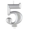 Birthday Candle - 8 cm - Metallic Silver Number - 5 Colour - 1 Count (Pack of 1)