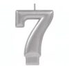 Birthday Candle - 8 cm - Metallic Silver Number - 7 Colour - 1 Count (Pack of 1)