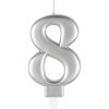 Birthday Candle - 8 cm - Metallic Silver Number - 8 Colour - 1 Count (Pack of 1)