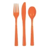 Orange Plastic Cutlery Set for 6 Guests (18 Pieces)