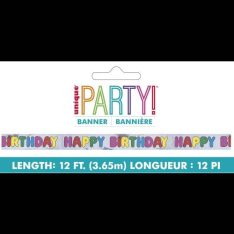 Peppy Birthday "Happy Birthday" Foil Banner, 12 ft