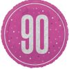 18" Foil Glitz Pink & Silver 90th Birthday Balloon