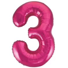 Giant Pink Foil Number 3 Balloon 86 cm / 34 inch