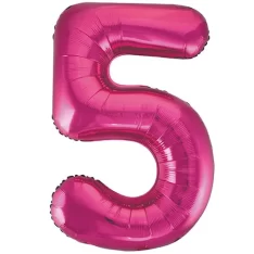 Giant Pink Foil Number 5 Balloon 86 cm / 34 inch