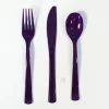 Deep Purple Plastic Cutlery Set for 6 Guests (18 Pieces)