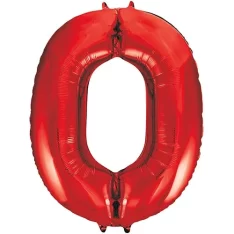 34" Giant Red Foil Number 0 Balloon