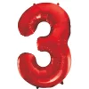 34" Giant Red Foil Number 3 Balloon