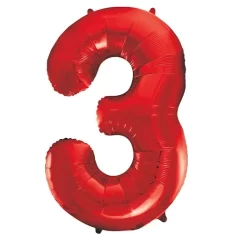 34" Giant Red Foil Number 3 Balloon