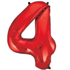 34" Giant Red Foil Number 4 Balloon