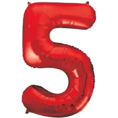 34" Giant Red Foil Number 5 Balloon