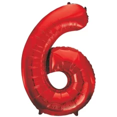 34" Giant Red Foil Number 6 Balloon