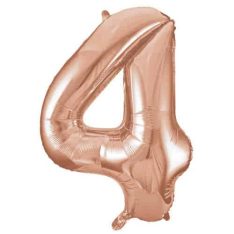 34" Giant Rose Gold Foil Number 4 Balloon 86 cm / 34 inch