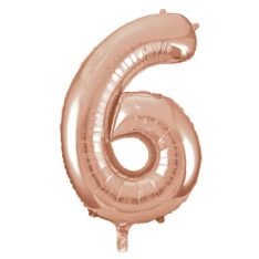 34" Giant Rose Gold Foil Number 6 Balloon 86 cm / 34 inch
