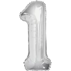 Giant Silver Foil Number 1 Balloon 86 cm / 34 inch