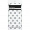Silver Polka Dot Plastic Tablecloth, 9ft x 4.5ft