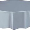 Round Silver Plastic Tablecloth, 7ft