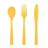 Reusable Plastic Cutlery Set for 6 Guests (18 Pieces)  - Neon Yellow