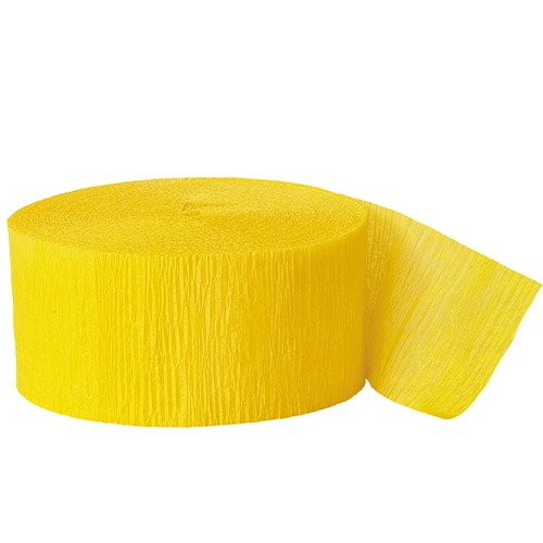 24m Yellow Crepe Paper Party Streamer