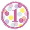 18" Foil Pink and Gold Girls 1st Birthday Balloon
