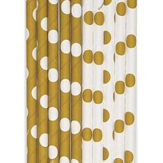 Gold Polka Dot Paper Straws